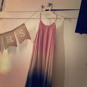Pink tan blue sun dress ombré.